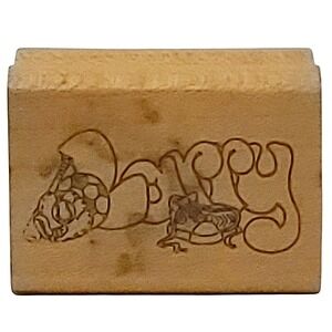 VTG Art Impressions Larry Rubber Stamp 1"x1.5" Bubble Letters Name Wood Mounted
